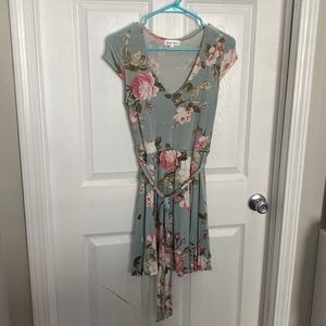 Blue & pink floral dress